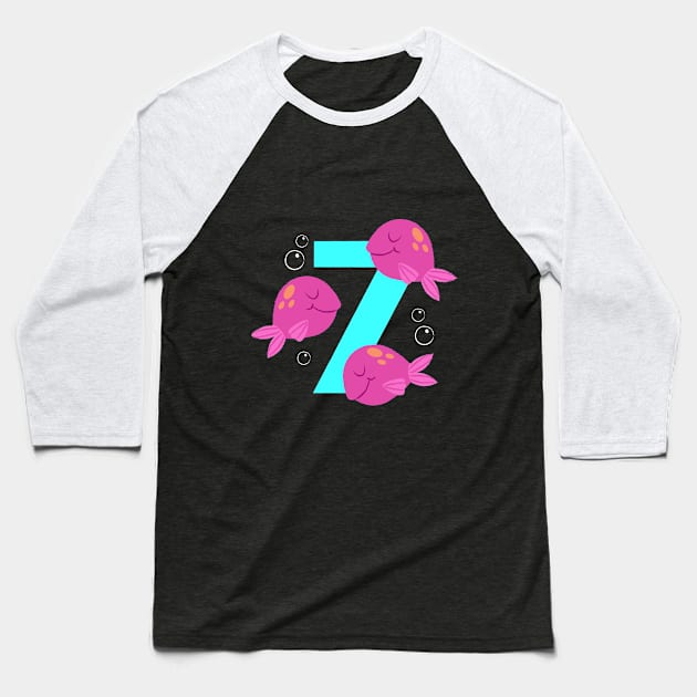 Mermaid Series: Number 7 Baseball T-Shirt by TheMioStore